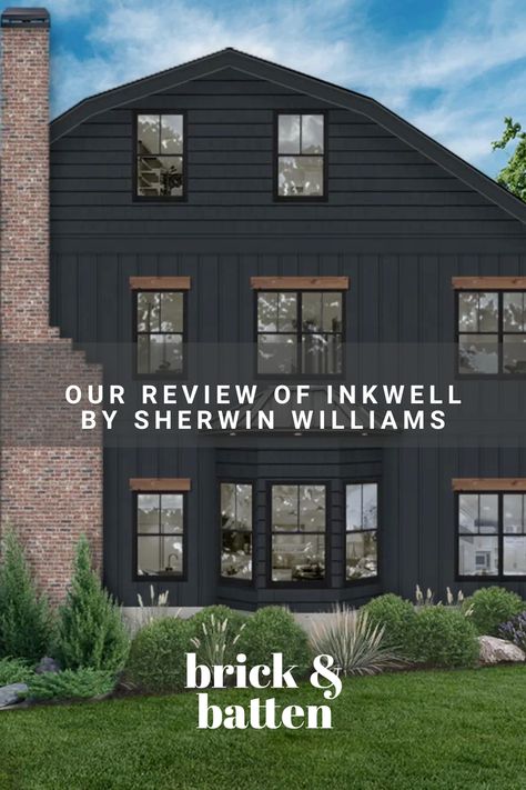 Sherwin Williams Graphite Exterior, Black Exterior Paint Sherwin Williams, Black Of Night Sherwin Williams Exterior, Ink Well Sherwin Williams, Sw Inkwell Exterior, Inkwell Sherwin Williams Accent Wall, Best Black Exterior Paint Colors, Inkwell Exterior Paint, Inkwell Paint Color