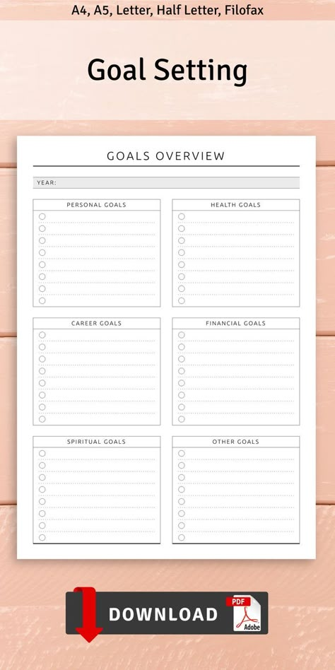 Goal Tracker Ideas, Goals List Printable, Planner Templates Goodnotes, Goal Planner Printable Free, Goodnotes Planner Template, New Month New Goals, Goal Planning Worksheet, Planner Template Aesthetic, Life Goal Planner