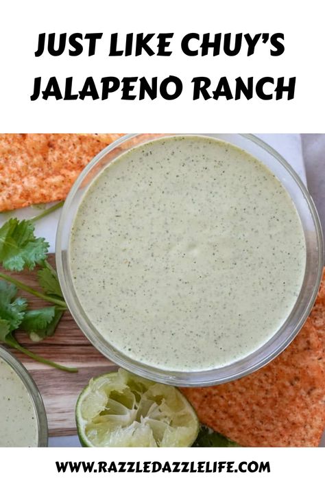 This homemade jalapeno ranch tastes like the famous sauce from Chuy’s, the beloved Tex-Mex restaurant chain. Use as a dip, sauce, or dressing. Jalapeños Ranch Dip, Cilantro Jalepeno Ranch Dip, Cilantro Ranch Dip, Jalepeno Ranch Dressing Chuys, Jalapeno Cilantro Ranch Dressing, Jalapeno Sauce For Chicken, Greek Yogurt Jalapeno Dressing, Poblano Ranch Dressing, Kefir Ranch Dressing