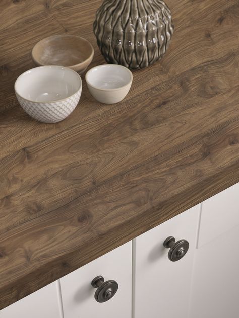 #bushboard #options #walnut #worktops #kitchen #IDS Walnut Worktop Kitchen, Wooden Kitchen Bench, Kitchen Upcycle, Walnut Worktop, Kitchen Laminate, Worktops Kitchen, Bungalow Ideas, Farmhouse Kitchen Inspiration, Wood Worktop