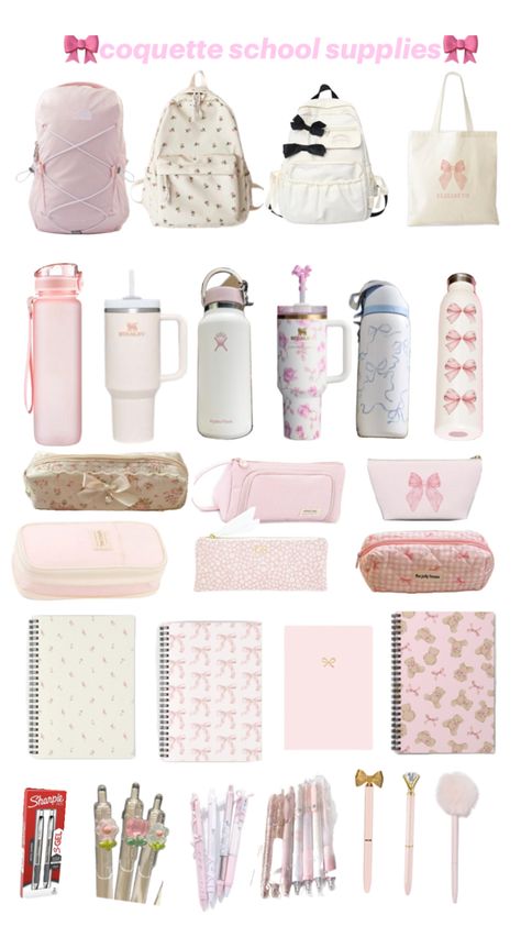 Wishlist of school supplies that are coquette/pink themed Coquette School Supplies, Pink School Supplies, School Supplies Aesthetic, Coquette School, Supplies Aesthetic, Coquette Pink, Rory Gilmore, School Supplies, Pink