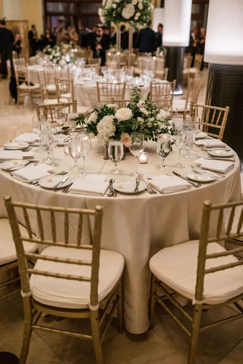 Rectangular Reception Tables, Wedding Hotel Decorations, Wedding Table Design Round, Elegant Timeless Wedding Decor, Ivory Tablecloth Wedding, Hotel Wedding Reception Decorations, Hotel Wedding Decorations, Winter Wedding Tablescapes, Wedding Reception Hotel