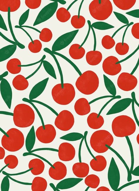 Painting Patterns Canvas, Abstract Patterns Painting, Cherry Art Print, Simple Paint Patterns, To Paint On Canvas Ideas, Vintage Cherry Aesthetic, Simple Painting Patterns, Simple Patterns To Paint, Pattern Painting Ideas