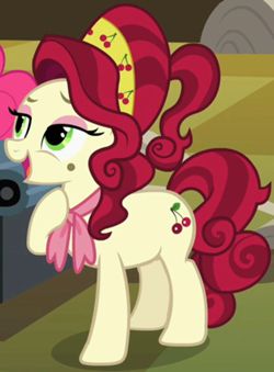 Picture of Cherry Jubilee with a bowl of cherries on the snack table Mlp Background, Cherry Jubilee, Mlp Au, Sprinkle Medley, Briar Beauty, Secondary Characters, Pony Cartoon, Pony Oc, Mlp Ocs