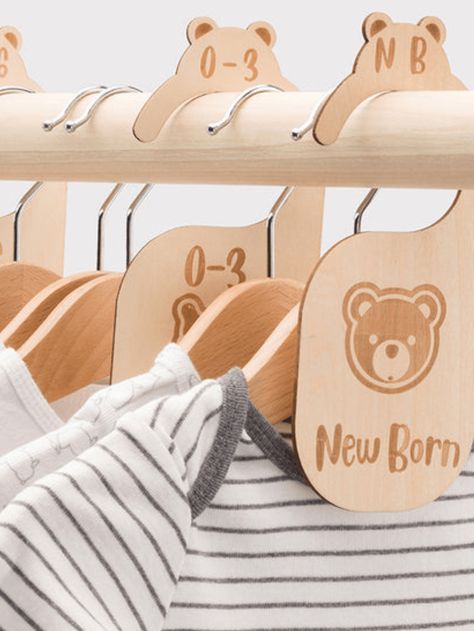 1Set/7pcsBeautiful Wooden Baby Closet Dividers - Cute Bear Design For Newborn To 24 Months Size Clothes - Adorable Nursery Decor Hanger Dividers Easily Organize Your Little Baby Girls Or Boys RoomI discovered amazing products on SHEIN.com, come check them out! Hanger Dividers, Nursery Closet Dividers, Newborn Milestone, Wooden Nursery, Baby Closet Dividers, Closet Dividers, Adorable Nursery, Nursery Closet, Baby Closet