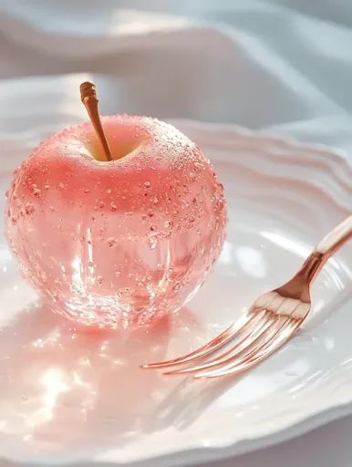 Apples Aesthetic, Rose Pink Aesthetic, Crystal Food, Rosé Pink Aesthetic, Aesthetic Fruits, White Ethereal, Jelly Food, Apple Glasses, Clear Fruit