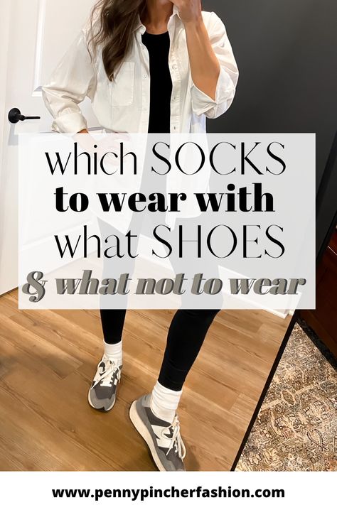 Are you tired of wearing dull and mismatched socks with your favorite shoes? It's time to elevate your footwear game with our guide to matching socks and shoes! Explore stylish combinations to keep you on-trend and comfy, without breaking the bank. Don't miss out on these fabulous tips - read this post now! Prada Socks Outfit, Shoes With Socks Women, Crew Socks Outfit Fall, Nike Free Run 5.0 Outfit, Sock Style Sneakers Outfit, Workout Socks Outfit Style, Sneaker And Socks Outfits Women, Crew Socks With Sneakers Outfit Leggings, How To Style Socks With Sneakers