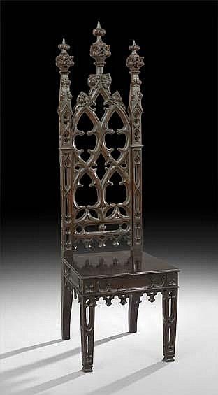 Gothic Revival Furniture, Gothic Chair, Gothic Ideas, Gothic Interior, Medieval Furniture, Gothic Furniture, Hall Chair, Goth Home, Gothic Revival