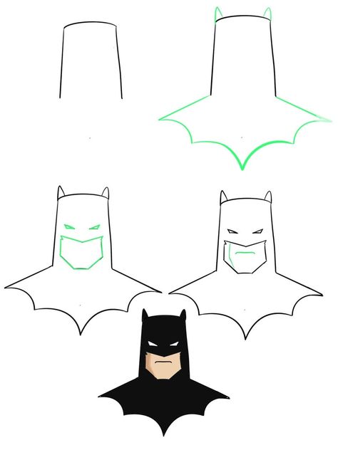 Drawing Batman Easy, Batman Doodle Easy, Batman Graffiti Art, Batman Sketch Easy, Batman Tutorial, Easy Stuff To Draw Step By Step, Easy Cartoon Drawings Step By Step, Batman Cartoon Drawing, Batman Drawing Easy