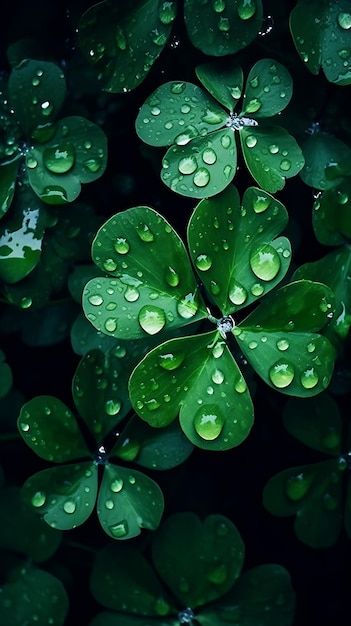 Water Drops On Flowers, Four Leaf Clover Photography, Clover Wallpaper Aesthetic, Four Leaf Clover Wallpaper, For Leaf Clover, Good Luck Wallpaper, Luck Aesthetic, Green Nature Aesthetic, Pic Flower