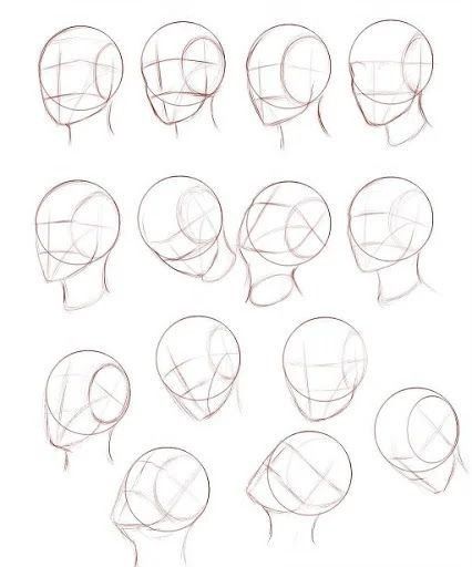 Anime Face Shapes, Draw Head, Sketch Head, Anime Face Drawing, Head Anatomy, Drawing Tutorial Face, Body Drawing Tutorial, Human Anatomy Drawing, Face Drawing Reference