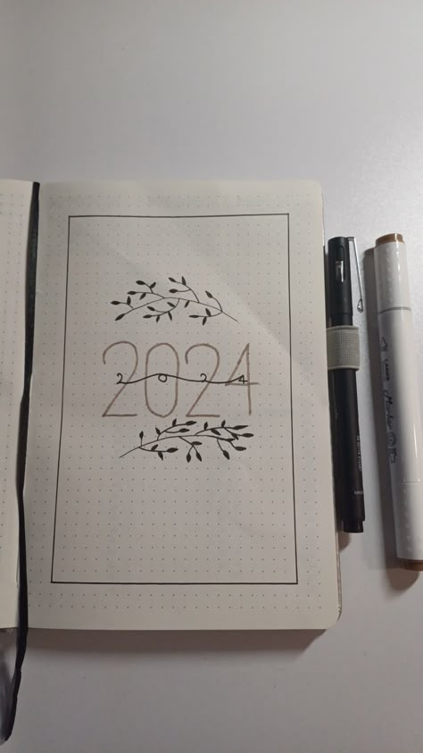 2024 Journal Layout, Aesthetic 2024 Planner, 2024 Notebook Ideas, New Year 2024 Journal, Journal For 2024, 2024 Notebook Cover, New Year Diary Ideas 2024, 2024 First Page, Cute Front Cover Notebook Ideas