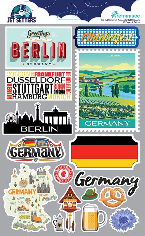 Reminisce - Jetsetters Collection - 3 Dimensional Die Cut Stickers - Germany Sticker #sticker Stickers #stickers freesticker #freesticker freestickers #freestickers free download sticker #freedownloadsticker 3.78 Germany Scrapbook, German Stickers, Germany Stickers, Epcot Germany, French Stickers, German Country, Headphones Sticker, Sticker Holder, Germany Culture