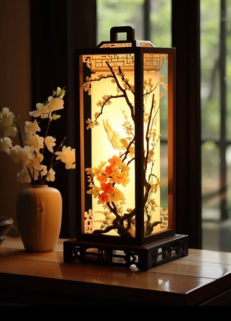 Chinese Lanterns Aesthetic, Asian Bedroom Decor, Chinese Tea Room, Chinese Lamps, Lamp Chinese, Chinese Lamp, Asian Lamps, Asian Crafts, Chinese Decor