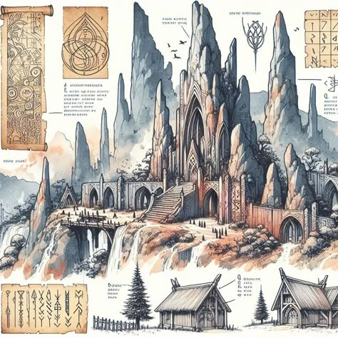 Landscape Drawing Tutorial, Fantasy Town, Fantasy World Map, Architecture Design Drawing, Landscape Concept, Dnd Maps, Fantasy Castle, Dnd Ideas, Fantasy Places