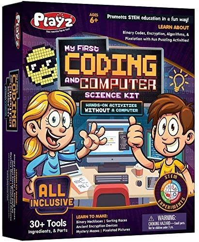 Playz My First Coding & Computer Science Kit - Learn About Binary Codes, Encryption, Algorithms & Pixelation Through Fun Puzzling Activities Without Using a Computer for Boys, Girls, Teenagers, Kids Kid Vs Cat, Computer Games For Kids, Teaching Coding, Smart Toys, Binary Code, Coding For Kids, Stem Education, Computer Games, Learn To Code