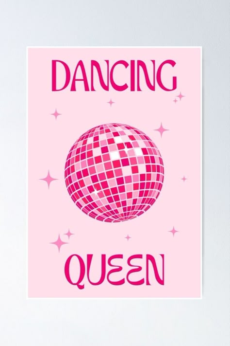 pink mirror ball Posters To Paint For Your Room, Mirror Ball Print, Dancing Queen Print, Disco Ball Wall Print, Pink Disco Ball Print, Dancing Queen Painting, Disco Painting Ideas, Dancing Queen Wallpaper, Pink Disco Ball Painting