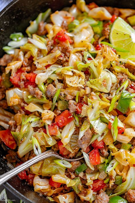 Fried Cabbage And Sausage, Cabbage With Sausage, Cabbage And Smoked Sausage, Sausage Skillet Recipe, Cabbage Sausage, Fried Cabbage With Sausage, Sausage Cabbage, Recipe Cabbage, Stir Fry Vegetables