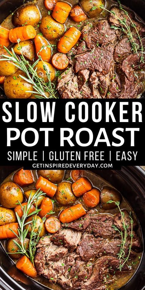 Pot Roast Video, Summer Slow Cooker, Gluten Free Crock Pot Recipes, Crockpot Roast Recipes, Gluten Free Gravy, Slow Cooker Pot Roast, Pot Roast Crock Pot Recipes, Chuck Roast Recipes, Pot Roast Recipe