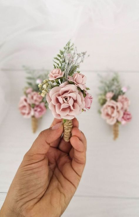 Blush Wedding Boutonniere, Blush Boutonniere, Flower Bracelet Wedding, Pale Pink Wedding, Silk Flower Corsage, Floral Boutonniere, Pale Pink Weddings, Pink Boutonniere, Bridal Corsage