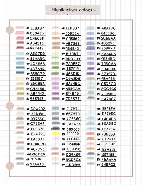 Free Digital Planner Templates Goodnotes Color Hex Codes, Notability Notes Color Palette, Mildliner Highlighters Hex Code, Highlighter Colors Goodnotes, Good Notes Highlighter Hex Codes, Good Notes Pen Color Code, Good Notes Highlighter Colors, Goodnotes Hex Codes Highlighter, Hex Code Color Palette Goodnotes