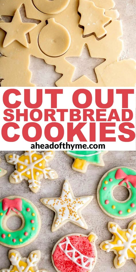 Cut Out Shortbread Cookies Homemade Royal Icing, Best Shortbread Cookies, Drop Cookie Recipes, Cut Out Cookie Recipe, Christmas Shortbread, Winter Baking, Christmas Fudge, Christmas Baking Recipes, Shortbread Cookie Recipe