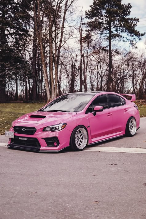 Subaru Race Car, Supped Up Cars, Pink Wrx Subaru, Cute Subaru, Wrx Wallpaper, Pink Subaru, Subaru Impreza Hatch, Wrx Mods, Wrx Subaru