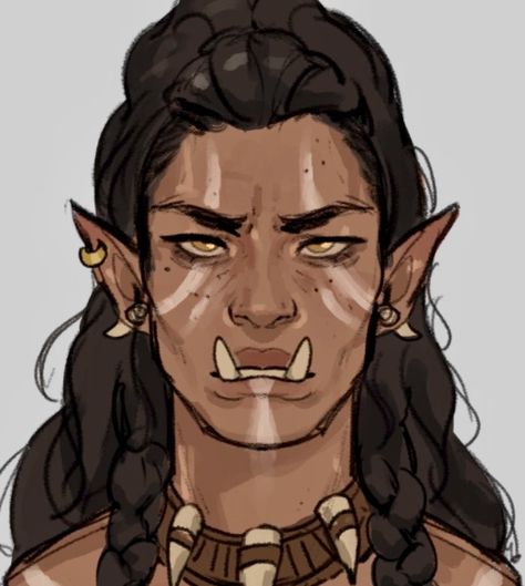 Dnd Orc, Female Orc, Half Orc, Going To Sleep, Avatar Ideas, Fantasy Races, Dungeons And Dragons Characters, Dnd Art, Tech Design