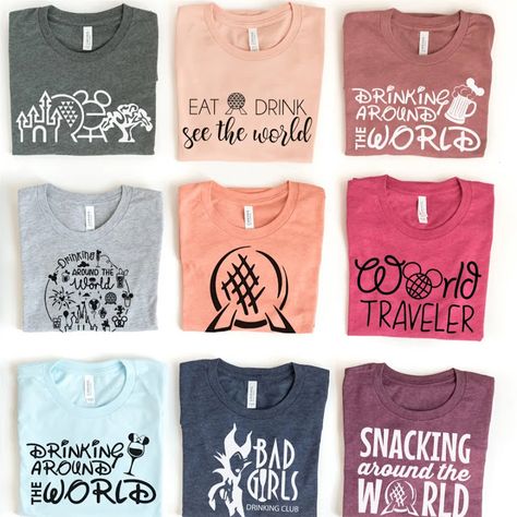 Disney World Outfits Family, Epcot Shirt Ideas, Disney Shopping List, Family Disney Outfits, Disney Family Costumes, Universal Studios Outfit, Epcot Theme Park, Disney Outfit Ideas, Theme Park Outfits