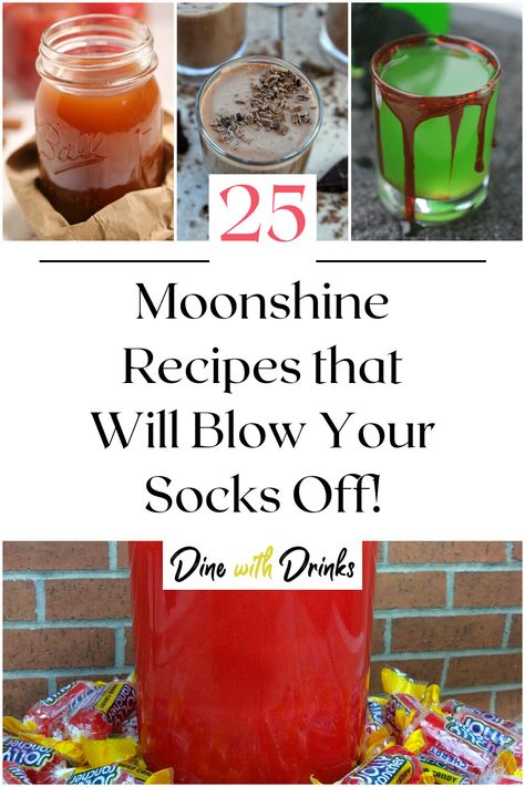 Collage of 4 moonshine recipes. Moonshine Jelly Recipe, Peppermint Moonshine Recipe, Moonshine Recipes Homemade, Flavored Moonshine Recipes, Moonshine Drink Recipes, Homemade Spirits, Peach Moonshine, Moonshine Still Kits, Homemade Moonshine