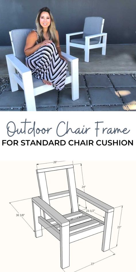 Diy Wood Chairs Outdoor Easy, Adrionic Chair Diy, Anna White Outdoor Furniture, Small Wood Chair Diy, Easy Outdoor Chair Diy, Diy Outdoor Chair Plans, Outdoor Furniture Plans Wood, Diy Outside Chair, Diy 2x4 Chair