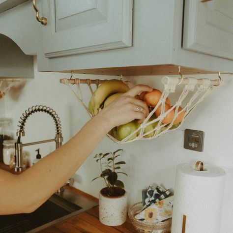 Hanging Fruit Baskets, Fish Wallpaper, Macrame Plant Hangers, Eat Fruit, Counter Space, Fruit Basket, Home Look, Decoration Design, A Kitchen