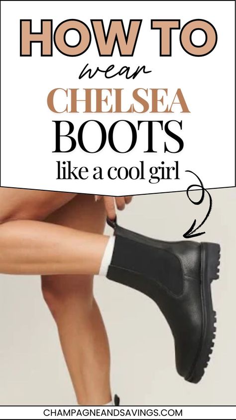 Master the art of styling Chelsea boots with these 12 outfit ideas. From sleek women's fashion tips to creative ways to style women's shoes like booties, this post is your ultimate guide. Stay trendy and comfortable with Chelsea boots as your go-to footwear. Socks Over Jeans With Boots, Chelsea Boots Business Casual Women, No Heel Boots Outfit, Lug Ankle Boots Outfit, Leggings And Chelsea Boots Outfit Winter, Mini Skirt Chelsea Boots Outfit, How To Dress Up Chelsea Boots, How To Pair Boots Outfit Ideas, Chelsea Boot Business Casual