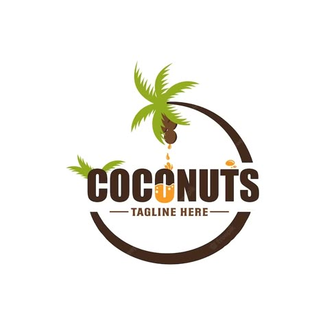 Coconut Logo Design Branding, Coconut Tree Logo, Plant Logo Design, Kitchen Logo Design, Coconut Logo, Coconut Design, Coconut Vector, Korean Logo, Jelly Design