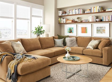 Living Room Decor Brown Couch, Room & Board, Room Board, A Tv, Clean Design, L Shape, Sectional, Living Room Decor, For Everyone