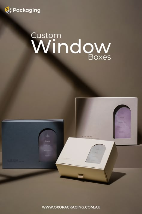 Custom Window Packaging Boxes Packaging Window Design, Box With Window Packaging Design, Packaging With Window Design, Window Box Packaging Design, Modern Packaging Design Boxes, Window Box Packaging, Transparent Packaging Design, Box Packaging Photography, Box With Window Packaging