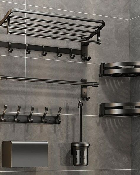 Luxury bathrooms and kitchen accessories Shower Towel Rack Ideas, Washroom Accessories, Shower Rack, Bilik Air, Porta Shampoo, Towel Stand, How To Fold Towels, Bathroom Storage Shelves, Bathroom Storage Racks