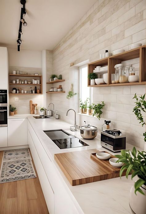 Cozy Kitchen, Simple Kitchen, Kitchen Inspiration Design, Kitchen Furniture Design, Apartment Kitchen, Tiny Kitchen, Unique Kitchen, Trendy Kitchen, Home Design Decor