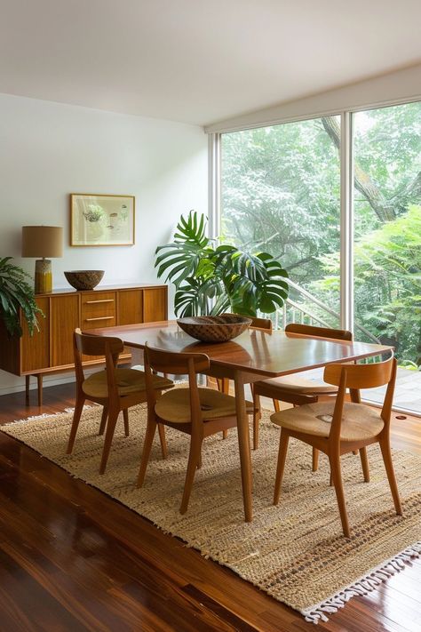 Mid Century Modern Home Inspiration, Dining Room Table Mid Century, Home Decor Ideas Mid Century Modern, Mid Century Florida Home, Dining Room Table Mid Century Modern, Mid Century Modern Dinner Room, Mid Century Modern Table Setting, Mid Century Modern Home Design, Mid Century Modern Eclectic Living Room