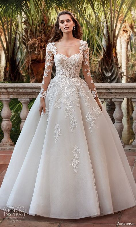 demetrios 2023 bridal long sleeve sleeveless strapless sweetheart neckline romantic lace a line ball gown wedding dress chapel train 1202 3 -- Demetrios 2023 Wedding Dresses | Wedding Inspirasi #wedding #weddings #bridal #weddingdress #weddingdresses #bride #fashion #label:Demetrios #week:332022 #year:2023 ~ 2023 Wedding Dresses, Christian Wedding Dress, Christian Wedding Gowns, Latest Wedding Gowns, A Line Ball Gown, Long Sleeve Bridal Dresses, Elegant Bridal Gown, Pretty Wedding Dresses, Long Sleeve Wedding Dress Lace