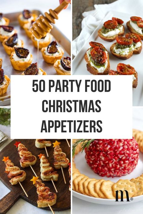 Need quick and easy appetizer ideas? These recipes are perfect for office parties, Christmas Eve dinners, and holiday buffets. Save to your Christmas Appetizer Recipes board! Finger Food Holiday Party, Christmas Festive Appetizers, Festive Christmas Finger Foods, Holiday Dinner Party Appetizers, Pillsbury Christmas Tree Appetizer, Christmas Hor Devours, Christmas Tapas Ideas Dinner Parties, Red And Green Christmas Appetizers, Christmas Party Appetizers Vegetarian