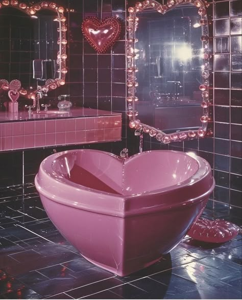 Heart Shaped Bathtub, Bathtub Mermaid, Angie Aesthetic, Cute Bathtub, Kawaii Bathroom, Bathtub Aesthetic, Pink Bathtub, Cute Bedroom Decor, Pink Bathroom