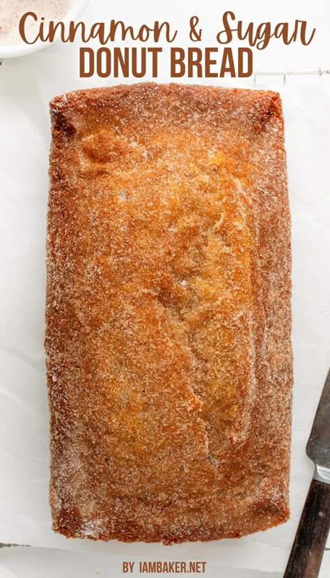 A loaf of bread coated in cinnamon and sugar. Cinnamon Sugar Bread, Donut Bread, Sugar Bread, Cinnamon Sugar Donuts, Sugar Donut, Loaf Of Bread, Cinnamon Bread, Bread Machine Recipes, Bread Recipes Sweet