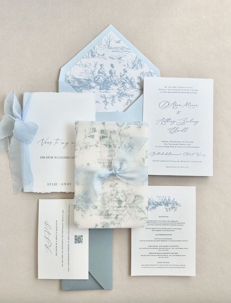 French Toile Wedding Invites, Garden Wedding Invitation Suite, Light Blue Wedding Invitation Light Blue And White Wedding Arch, Dusty Blue Wedding Theme Invitations, French Toile Wedding Invitations, French Chateau Wedding Invitations, Coastal Blue And White Wedding, Wedding Paper Suite, Blue Toile Wedding Reception, Blue Toile Wedding Invitations, Blue And White Aesthetic Wedding