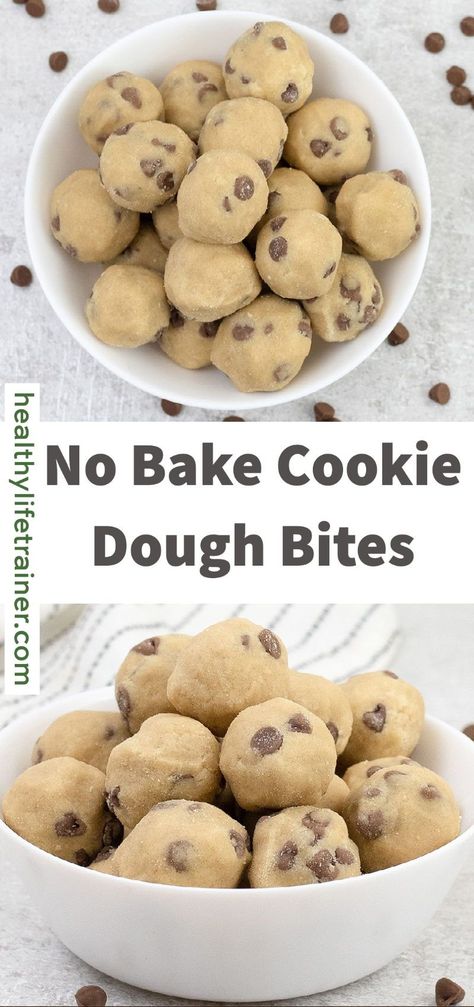 Pillsbury Cookie Dough Recipes, Cookie Dough Bites No Bake, Edible Cookie Dough Recipe For One, No Bake Cookie Dough Bites, Simple Cookie Dough Recipe, Edible Cookie Dough Bites, Bake Snacks, Healthy No Bake Cookies, Easy Cookie Dough