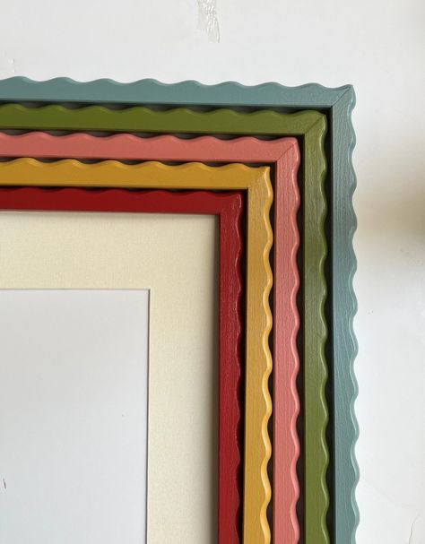 Beautiful Hand Painted Lacquered Wiggle Picture Frames. Any - Etsy Sap Green, Painted Picture Frames, Naive Painting, Rooster Painting, Modern Vintage Decor, Spare Room, Girl Room, Beautiful Hand, Pattern Wallpaper