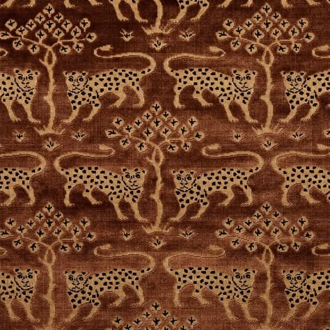 Woodland Leopard Velvet - Sepia Fabrics | Schumacher Historic Paintings, Repeat Design, Waverly Fabric, Schumacher Fabric, Cat Stands, Velvet Collection, Pierre Frey, Pattern Names, Big Cats