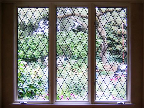 Diamond Glass Window, Diamond Leaded Glass Windows, Diamond Window Grid, Diamond Pane Windows, Small Stained Glass Windows, Diamond Grid Windows, Rachel Parcell Home, Diamond Windows, Doll House Renovation