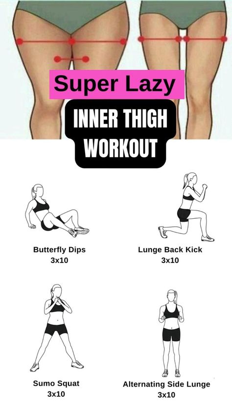 Super lazy Inner Thigh Workout  🔥 • 1. Butterfly Dips 3×10 • 2. Lunge Back Kick 3×10 • 3. Sumo Squat 3×10 • 4. Alternating Side Lunge 3×10Follow me for more weight loss tips 🔥 Teen Workout Plan, Thigh Fat Workout, Exercise To Reduce Thighs, Inner Thigh Workout, Workouts For Teens, Workout Routines For Beginners, Workout For Flat Stomach, Quick Workout Routine, Workout Without Gym