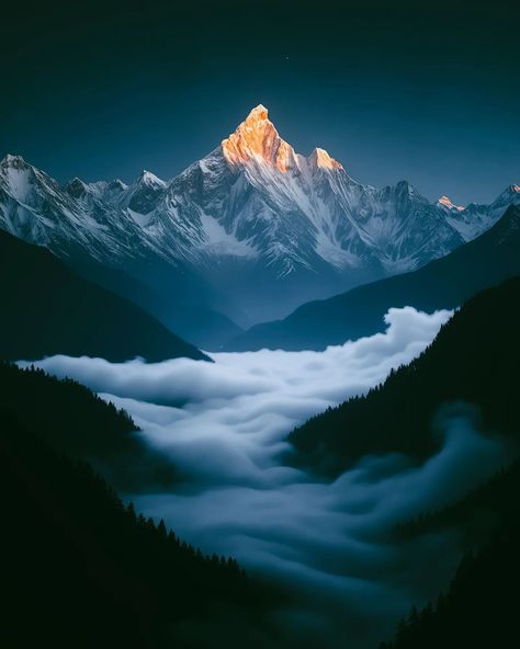 Golden rays striking to the mountain top during a tranquil sunrise. . . . #allaboutadventures #mountaineering #mountainlovers #stayandwander #outdoorphotography #mountains #landscapephotography #earthofficial #natureaddict #exploretheworld #roamtheplanet #beautifuldestinations #sunrise #himalayas #nightphotography #uttarakhand Mountain Range Photography, Himalaya Mountains Photography, Himalayas Mountain, Mountain Drawing, Big Mountain, Mountain Photography, Stunning Photography, Mountain Top, Mountain Range